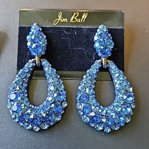 Jim Ball Sapphire w Black backing knocker earrings